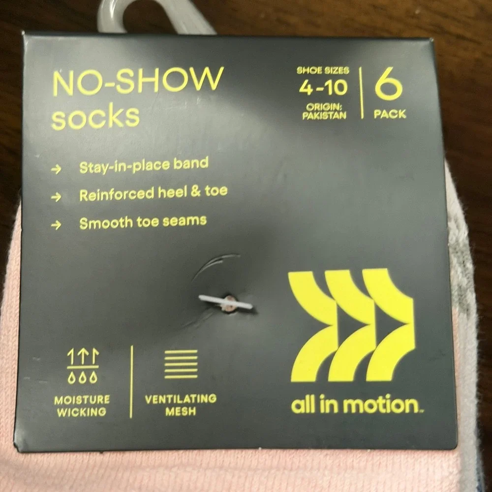 All In Motion Women No-Show Socks 4-10 Multi Active‎ Performance 6-Pack